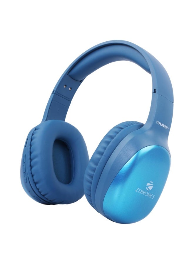 ZEBRONICS Thunder Pro Wireless Over Ear Headphone with Dual Pairing, Gaming Mode, Enc, Bluetooth, Call Function, Aux, Micro Sd, Voice Assistant, Deep Bass, Up to 60H Backup (Blue) - Image 1